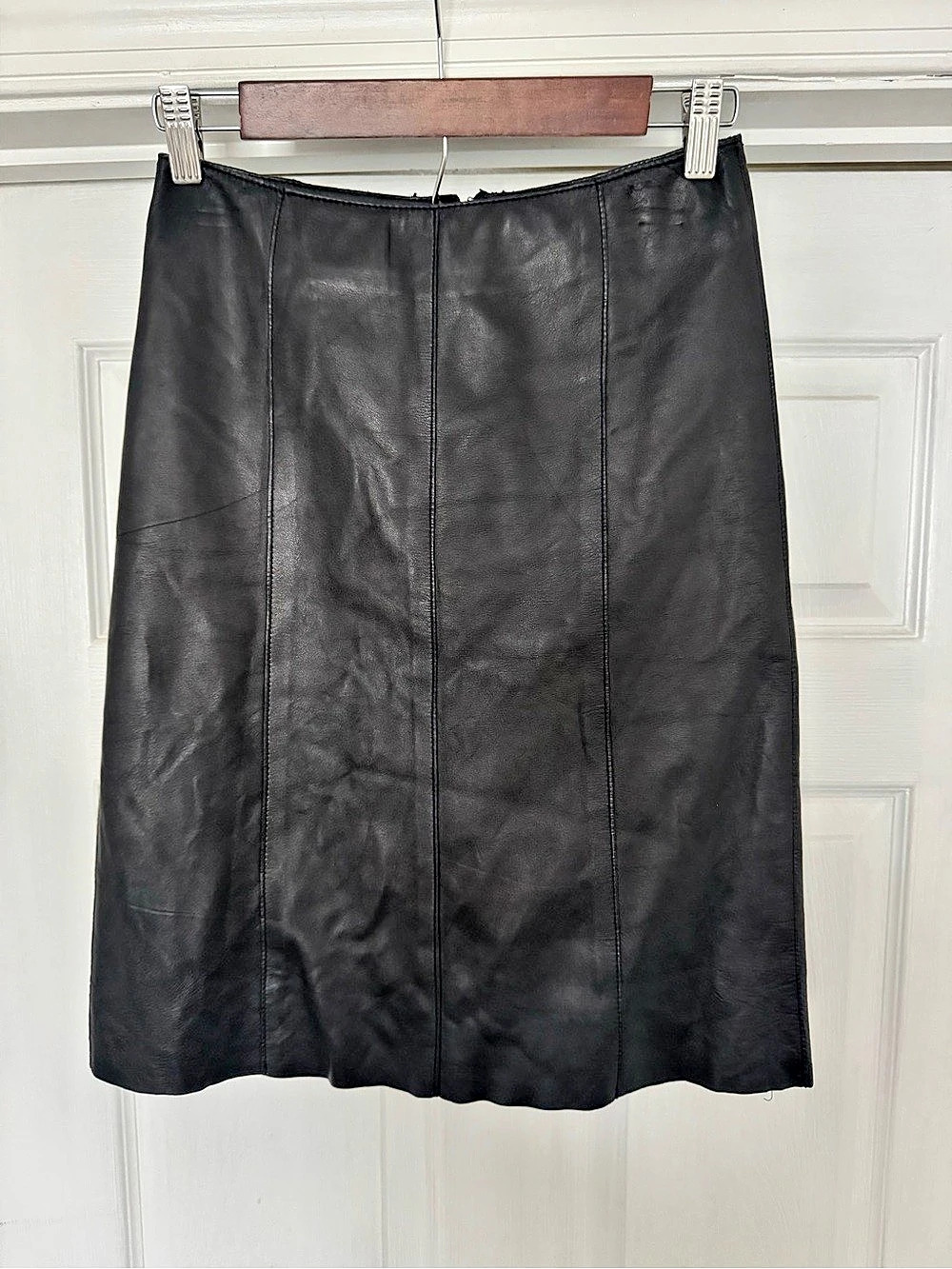 bebe Black Genuine Leather Pencil Skirt Size 2